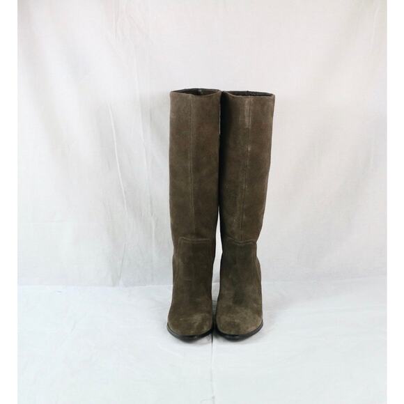 Crown Vintage Boots 6.5M TIPTON Women Brown Suede Hidden Wedge Tall Slip On - Picture 2 of 7